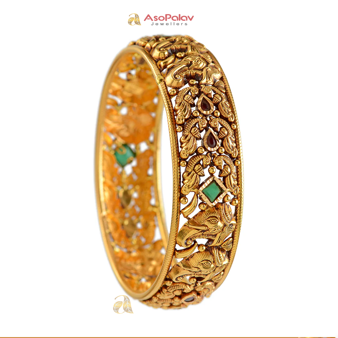 22K Nakshi Gold Bridal Bangles with Traditional Heritage Design